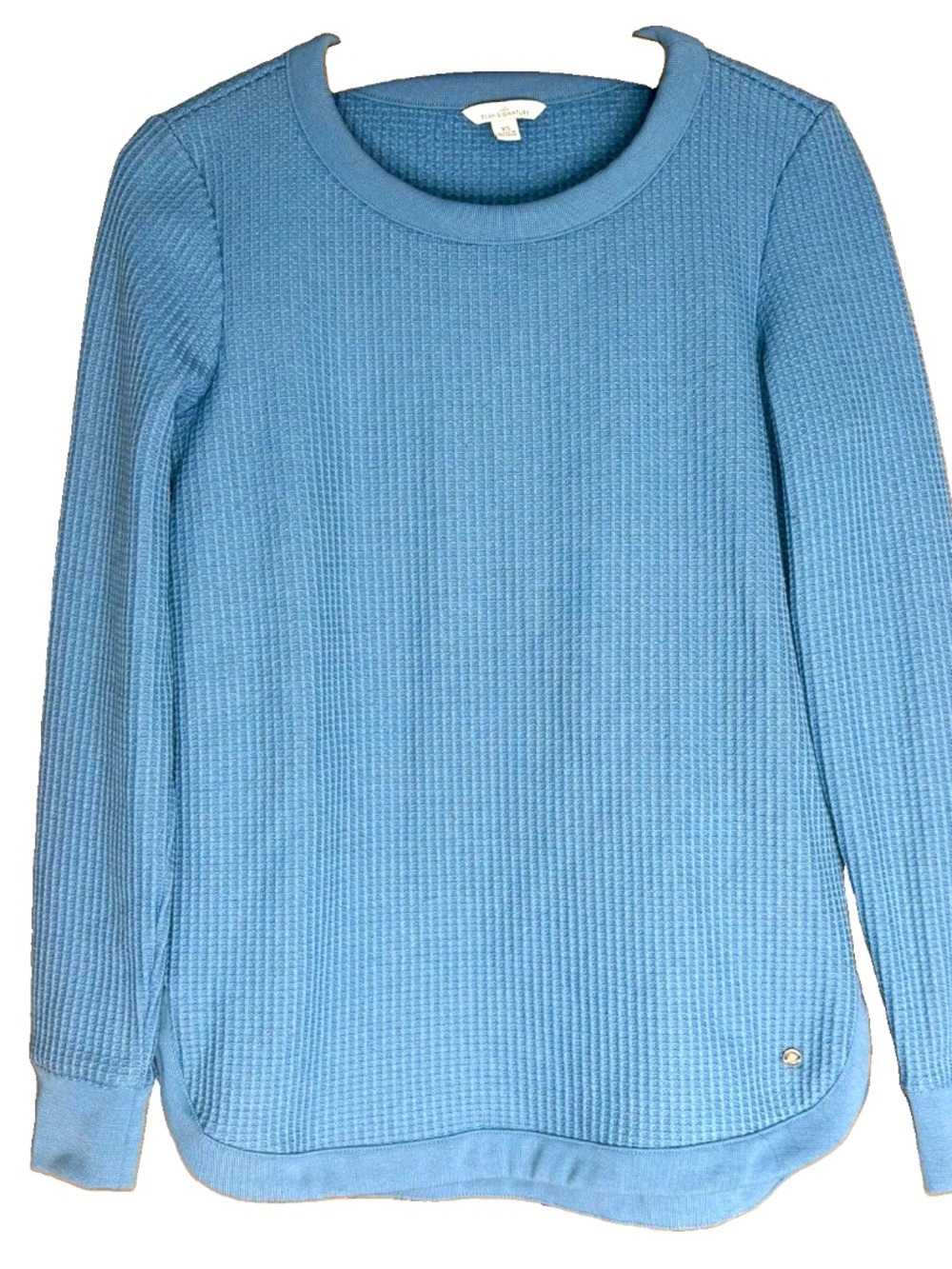 LL Bean Signature Blue Waffle Knit Long Sleeve Top